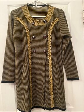Vintage 70s80s “Imagination” Double-Breasted Coat/Cardigan in Gold and Black